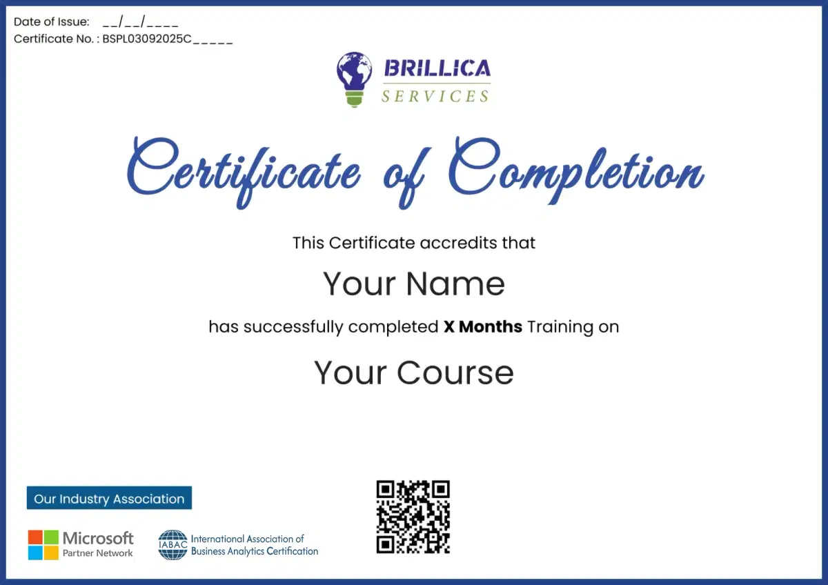 brillica services certificate image